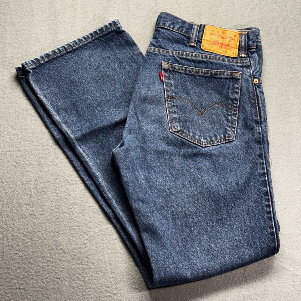 Levis 517 Bootcut Jeans Mens 35x32 Dark Wash Blue Cotton Denim Pants